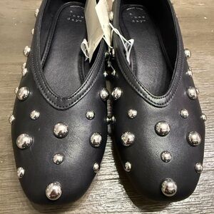 A New Day Women’s Sammie Studded Ballet  Flats Black with Memory Foam  Insole.